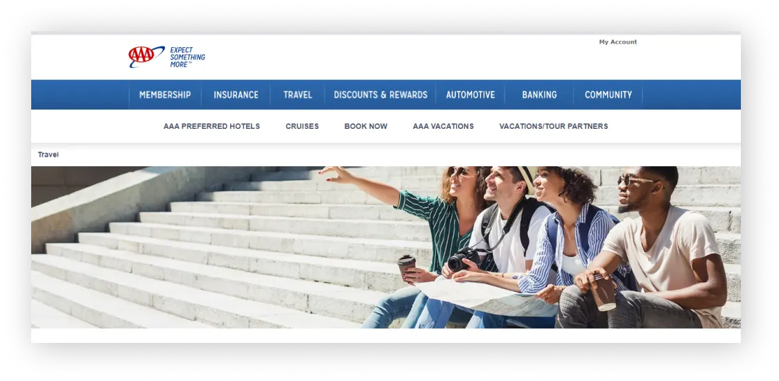 AAA travel booking website design