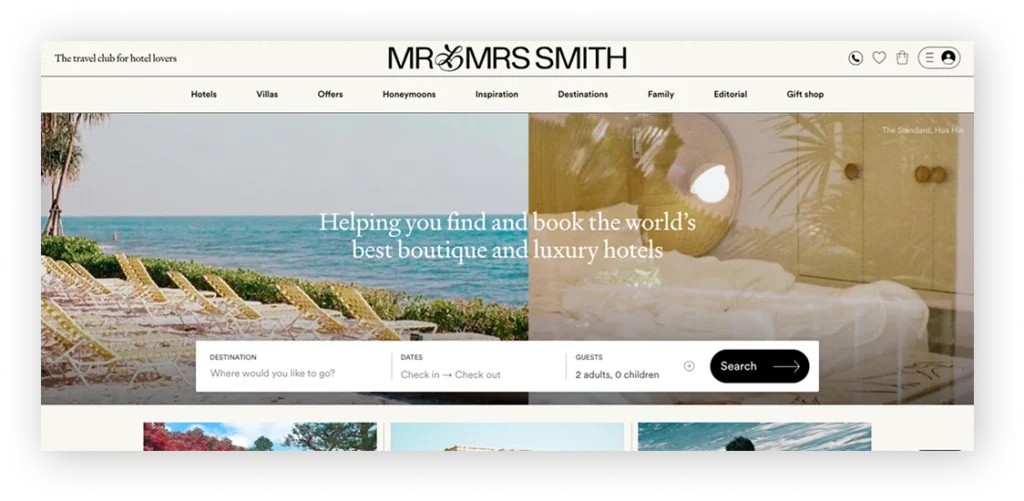Mr and Mrs Smith Website Design Example